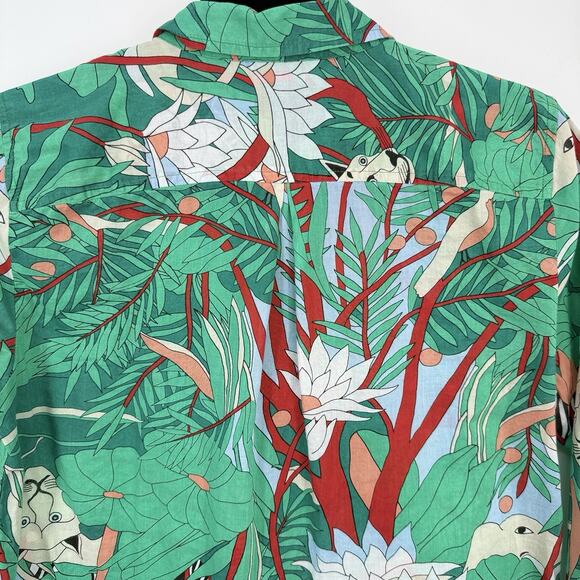 Talbots Jungle Tiger Print Button Up Top Size Small SP Colorful Long Sleeve Arts - Picture 5 of 11